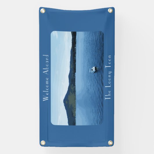 Gepersonaliseerde kleurrijke bootdecoratie ponton  spandoek (Verticaal)