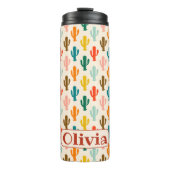Gepersonaliseerde kleurrijke Cactussen silhouetten Thermosbeker (Voorkant)
