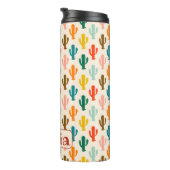 Gepersonaliseerde kleurrijke Cactussen silhouetten Thermosbeker (Geroteerd rechts)