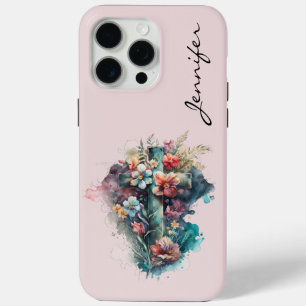 Gepersonaliseerde Kleurrijke Christelijke Cross iP iPhone 15 Pro Max Hoesje