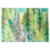 Gepersonaliseerde kleurrijke dennenboom aquarel groot cadeauzakje (Achterkant)