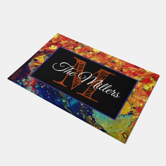 Gepersonaliseerde kleurrijke deurmat (Schuin)