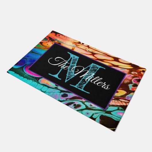 Gepersonaliseerde kleurrijke deurmat (Schuin)