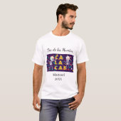 Gepersonaliseerde kleurrijke Dia de los Muertos T-shirt (Voorkant volledig)