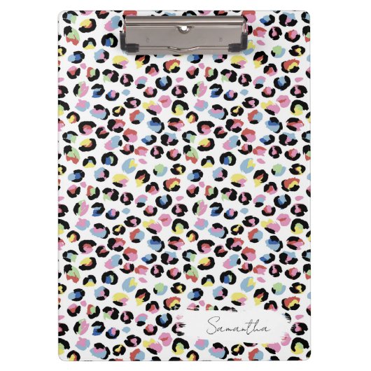 Gepersonaliseerde kleurrijke dierenprint klembord (Voorkant)
