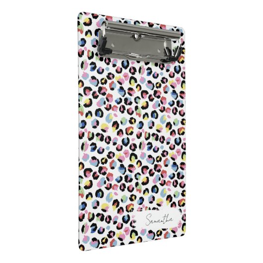 Gepersonaliseerde kleurrijke dierenprint mini klem mini klembord (Schuin)