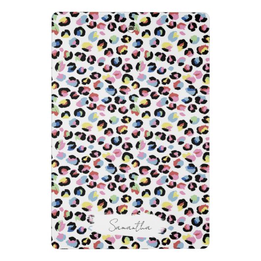 Gepersonaliseerde kleurrijke dierenprint mini klem mini klembord (Achterkant)