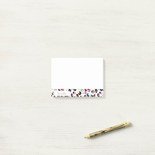 Gepersonaliseerde kleurrijke dierlijke print Post- Post-it® Notes (Op bureau)
