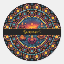 Gepersonaliseerde kleurrijke Diwali Festival Manda Ronde Sticker