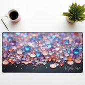 Gepersonaliseerde kleurrijke edelsteen rotsen bureaumat