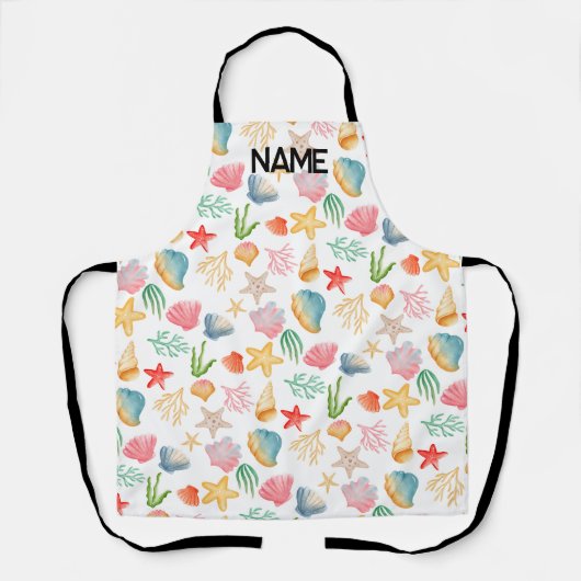 Gepersonaliseerde kleurrijke elegante schelp oceaa schort (Voorkant)