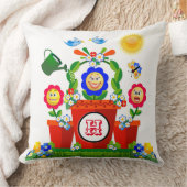 Gepersonaliseerde kleurrijke Emoji Flower Scene Ki Kussen (Deken)