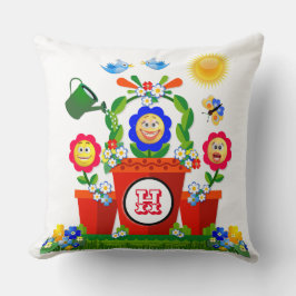 Gepersonaliseerde kleurrijke Emoji Flower Scene Ki Kussen