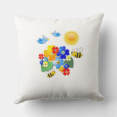 Gepersonaliseerde kleurrijke Emoji Flower Scene Ki Kussen (Achterkant)