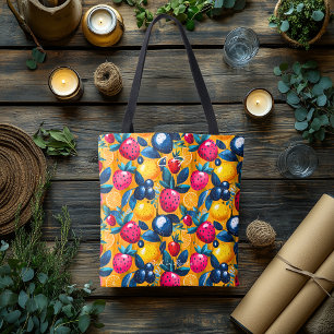 Gepersonaliseerde Kleurrijke Fruit Canvas tas met 