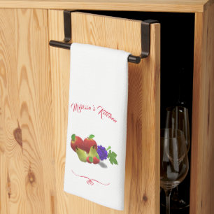 Gepersonaliseerde kleurrijke fruit thema keukenhan theedoek