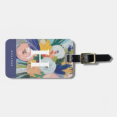 Gepersonaliseerde kleurrijke geschilderde bloemen bagagelabel (Voorkant horizontaal)