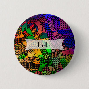 Gepersonaliseerde kleurrijke, getextureerde geomet ronde button 5,7 cm