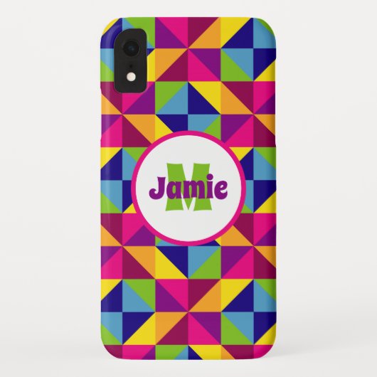 Gepersonaliseerde kleurrijke gewatteerde look drie Case-Mate iPhone case (Achterkant)