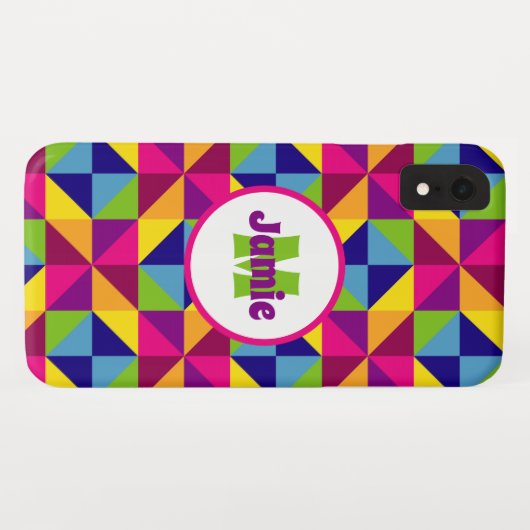 Gepersonaliseerde kleurrijke gewatteerde look drie Case-Mate iPhone case (Achterkant (horizontaal))