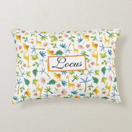 Gepersonaliseerde kleurrijke giraferjongen accent kussen