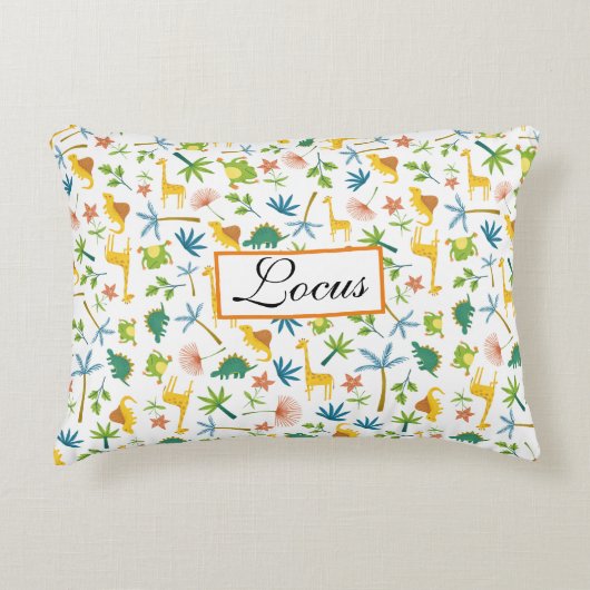 Gepersonaliseerde kleurrijke giraferjongen accent kussen (Voorkant)