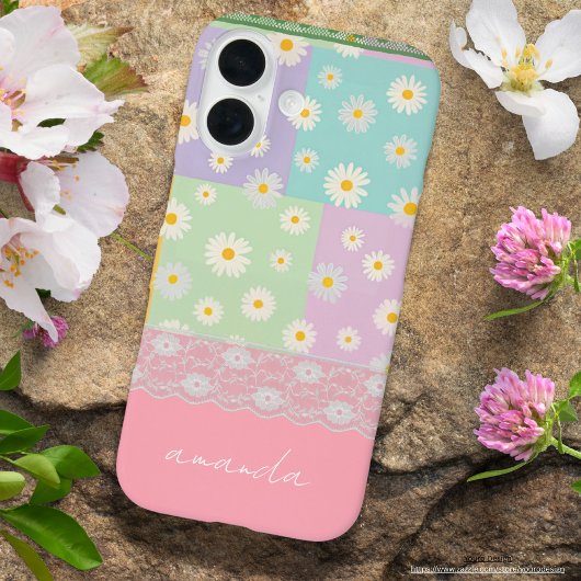 Gepersonaliseerde  kleurrijke girly daisy Roze bla Case-Mate iPhone Case