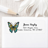 Gepersonaliseerde kleurrijke Glazen in lood vlinde Etiket (Insitu)