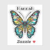 Gepersonaliseerde kleurrijke Glazen in lood vlinde Sticker (Vel)