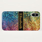Gepersonaliseerde Kleurrijke Glitter Faux Folie Co Case-Mate iPhone Case (Achterkant (horizontaal))