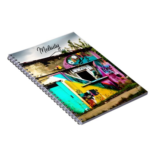 Gepersonaliseerde kleurrijke graffiti verlaten notitieboek (Rechterzijde)