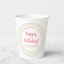 Gepersonaliseerde kleurrijke Happy Birthday Pastel Papieren Bekers