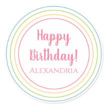 Gepersonaliseerde kleurrijke Happy Birthday Pastel