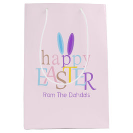 Gepersonaliseerde kleurrijke Happy Easter Bunny Ea Medium Cadeauzakje