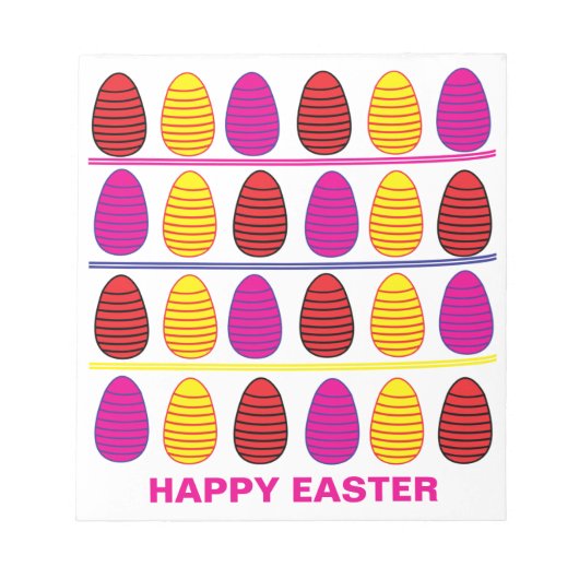 Gepersonaliseerde kleurrijke Happy Easter Eggs Pat Notitieblok (Voorkant)