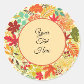 Gepersonaliseerde kleurrijke herfstbladeren Krans Ronde Sticker (Voorkant)