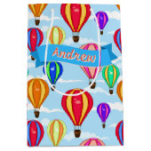 Gepersonaliseerde kleurrijke heteluchtballonnen in medium cadeauzakje (Voorkant)