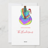 Gepersonaliseerde kleurrijke kerstgitaar feestdagenkaart (Achterkant)