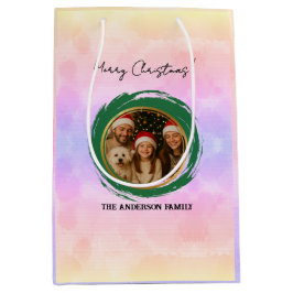 Gepersonaliseerde kleurrijke Kerstmis Medium Cadeauzakje