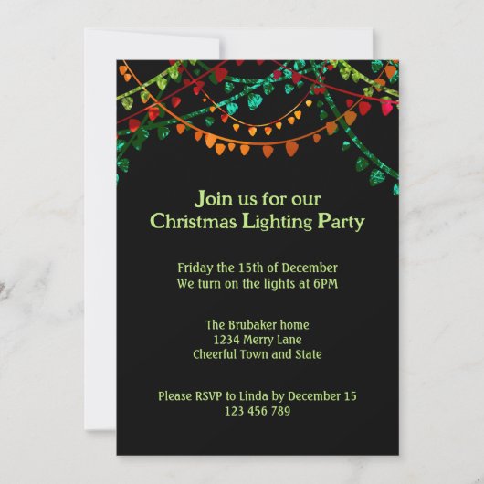 Gepersonaliseerde kleurrijke kerstverlichtingsfees kaart (Voorkant)
