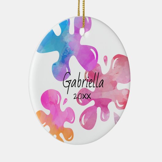 Gepersonaliseerde kleurrijke kerstversiering keramisch ornament (Rechts)