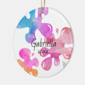 Gepersonaliseerde kleurrijke kerstversiering keramisch ornament (Links)