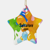 Gepersonaliseerde kleurrijke kerstversiering keramisch ornament (Rechts)