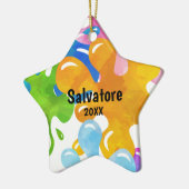 Gepersonaliseerde kleurrijke kerstversiering keramisch ornament (Links)