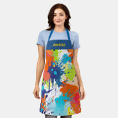 Gepersonaliseerde kleurrijke kunstenaar Paint Spla Schort (Gedragen)
