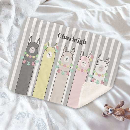 Gepersonaliseerde kleurrijke lama's Leuke dierlijk Sherpa Deken