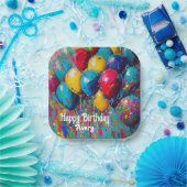 Gepersonaliseerde Kleurrijke Leuke Verjaardagsball Papieren Bordje (Feest)