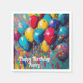 Gepersonaliseerde Kleurrijke Leuke Verjaardagsball Servet (Voorkant)