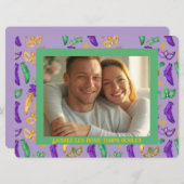 gepersonaliseerde Kleurrijke Mardi Gras patterned Feestdagenkaart (Voorkant / Achterkant)