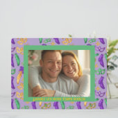 gepersonaliseerde Kleurrijke Mardi Gras patterned Feestdagenkaart (Staand voorkant)